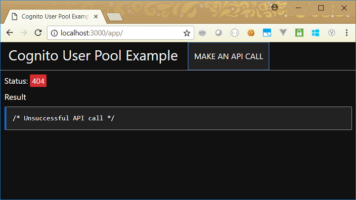 Failed API call